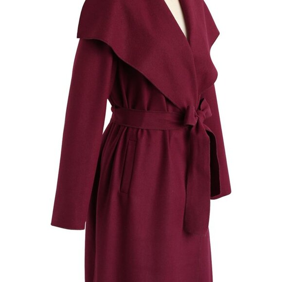 CHICWISH Free Myself Open Front Wool-Blend Coat in Wine, size M - Picture 7 of 10